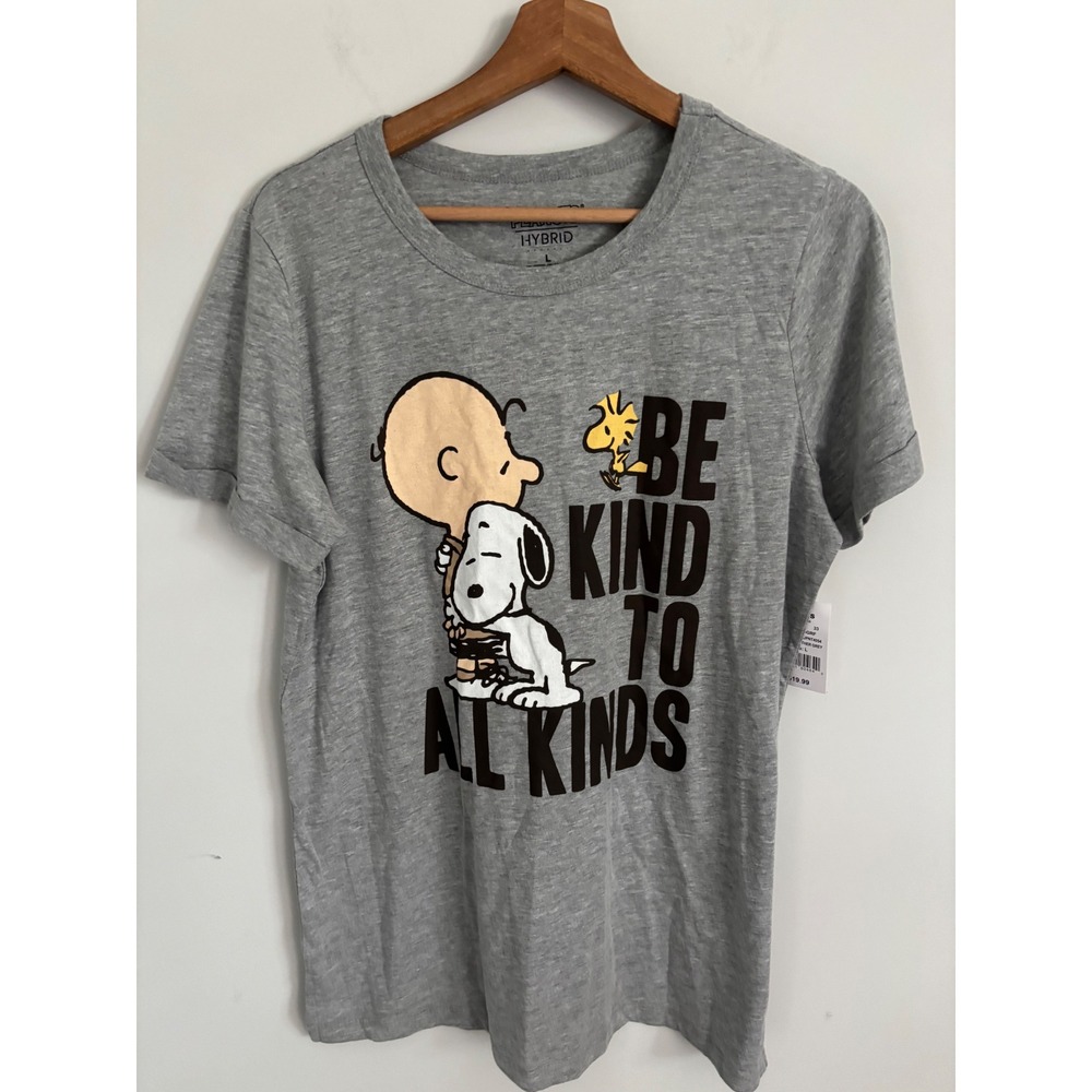 Peanuts Hybrid Charlie Brown Snoopy Be Kind To All Kinds T-Shirt Heather Grey L
